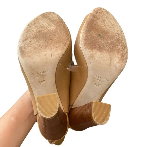 Club Monaco Leather Beige Laced Up Heels - Picture 3 of 10